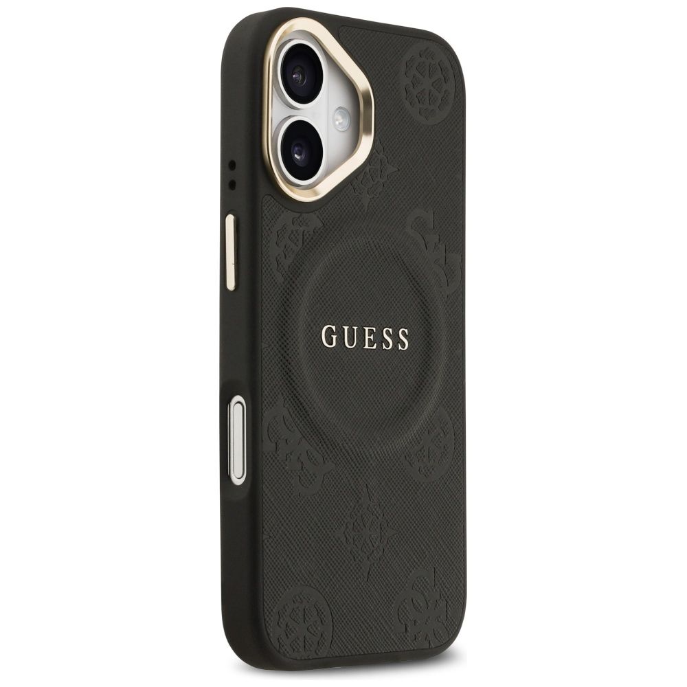 500865211539149a903c24070eeb43ca GUESS case for IPHONE 17 compatible with MagSafe GUHMP17SPSAMSECK (PU W/ Peony Hot Stamp) black