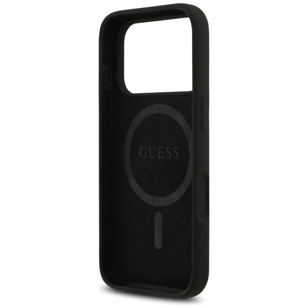 GUESS case for IPHONE 17 Pro compatible with MagSafe GUHMP17LSCTRLMK (Silicone W/ Triangle Logo) black