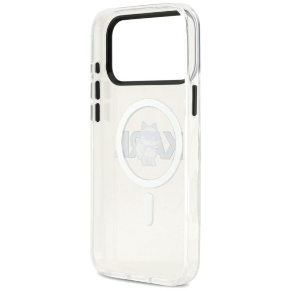 KARL LAGERFELD case for IPHONE 17 Pro compatible with MagSafe KLHMP17LHGCHGKBT (IML Choupette Sketch Logo) transparent
