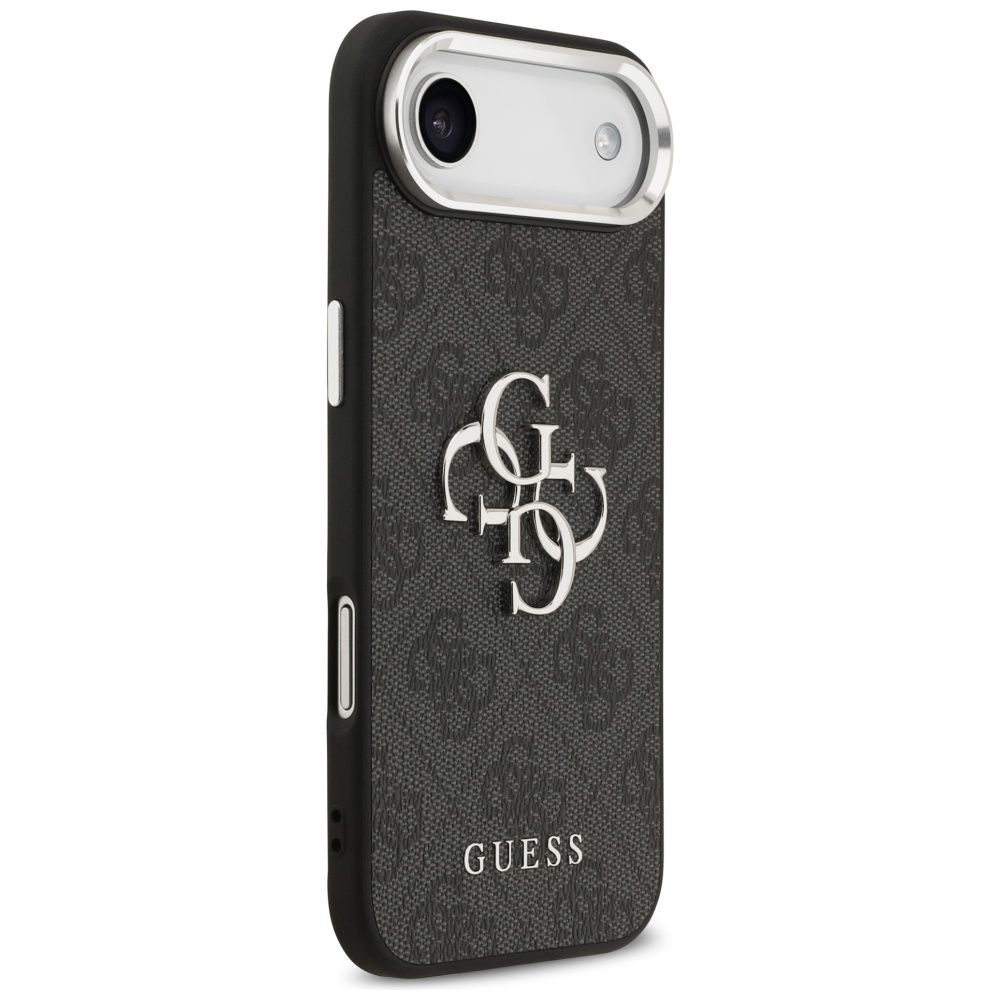 51a83a8831c33587717f61fdc80ab8e5 GUESS case for IPHONE 17 Air GUHCP17MP4G4SMCK (4G PU Leather Case with Big 4G and Classic Logo and Silver Metal Camera Frame) black