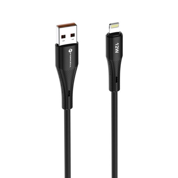 FORCELL F-ENERGY C343 cable USB A to Lightning 2,4A 12W Silicone 1 m black