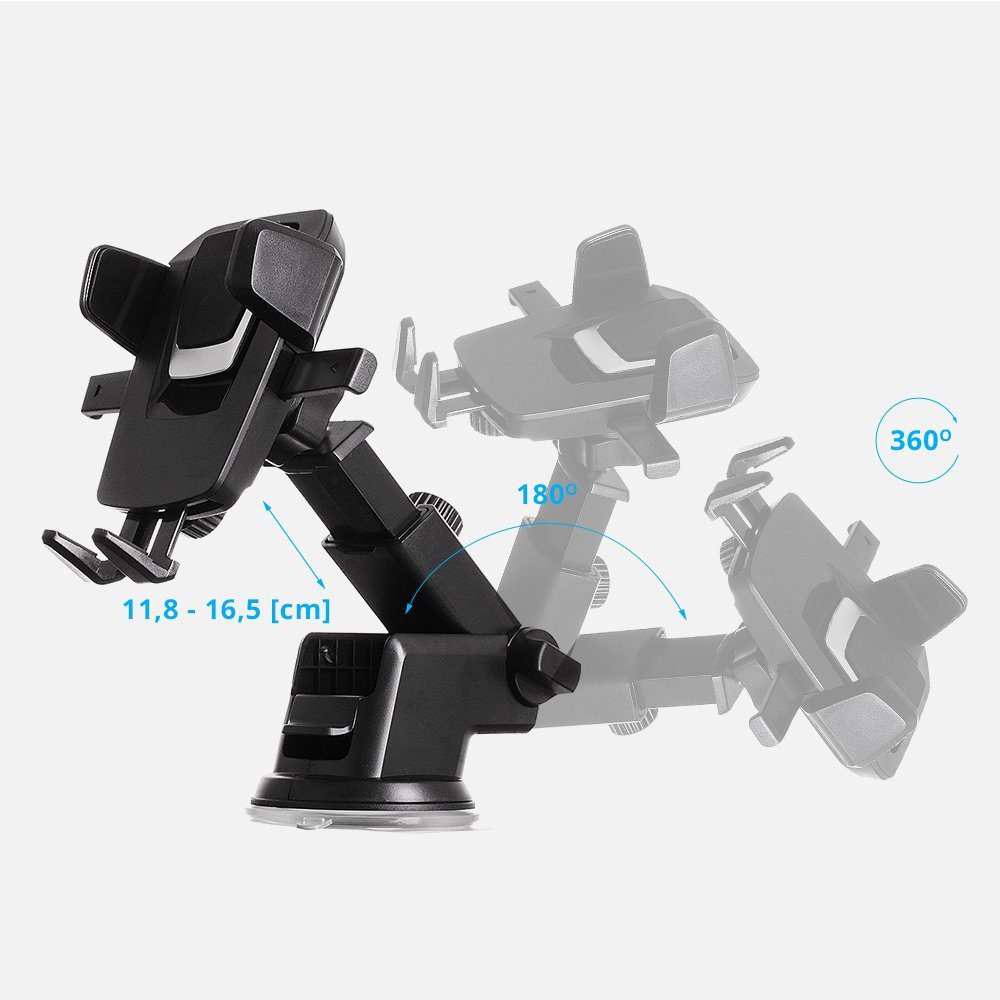 52120_8 Telescopic adjustable car holder for dashboard, glass, blackeng