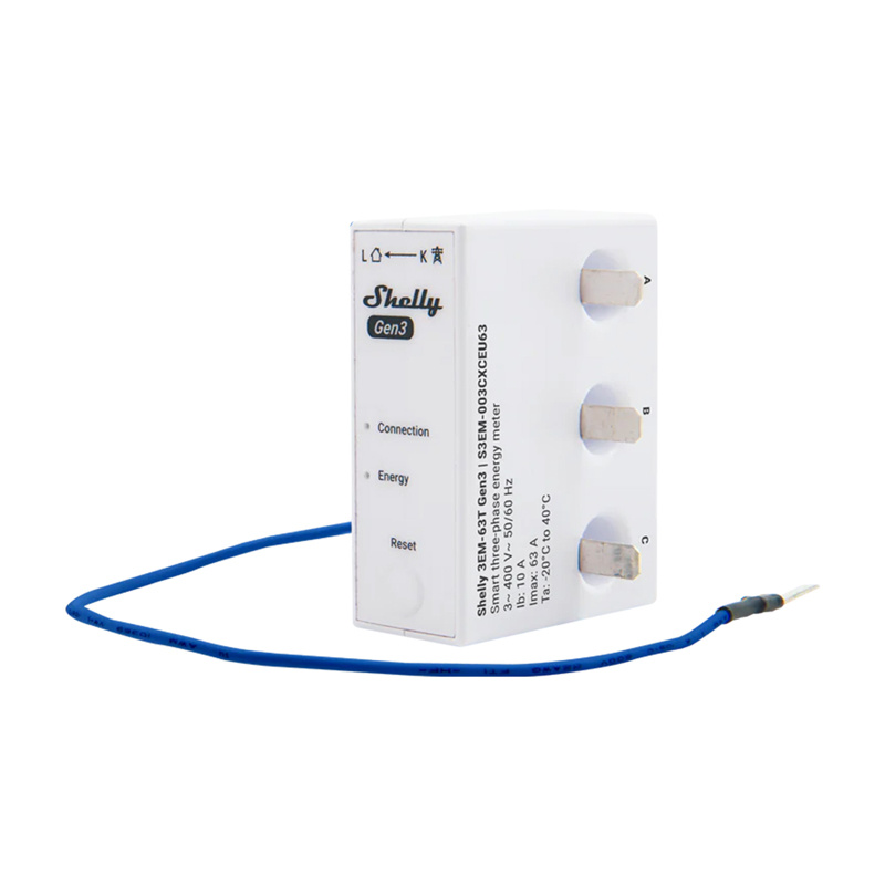 Shelly 3EM-63T Gen3 μετρητής ενέργειας WiFi 1/3 καναλιών (επίπεδος ακροδέκτης)
