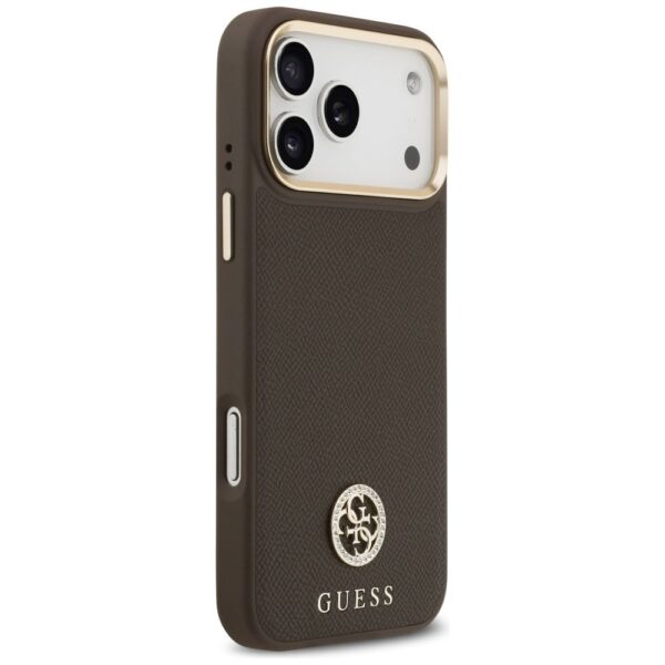 538600817976937a326c948238859f21 GUESS case for IPHONE 17 Pro Max compatible with MagSafe GUHMP17XPGCRMDEW (PU W/ Grained Strass Logo) brown