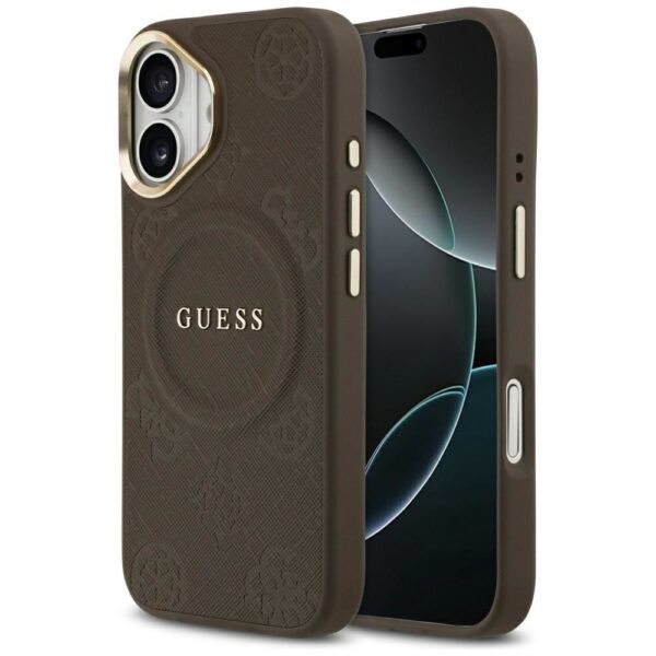 54162a9945b3d4de66d82bf2484f586c GUESS case for IPHONE 17 compatible with MagSafe GUHMP17SPSAMSECW (PU W/ Peony Hot Stamp) brown