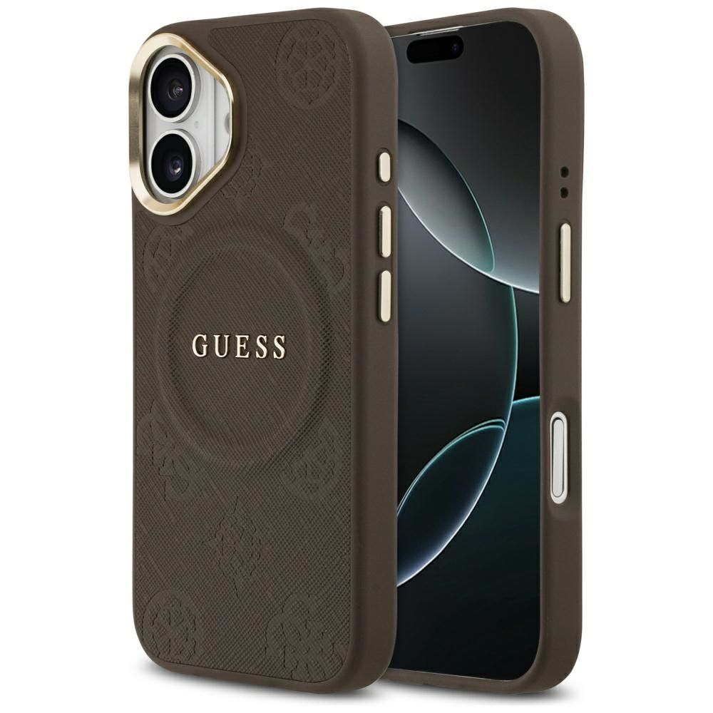 54162a9945b3d4de66d82bf2484f586c GUESS case for IPHONE 17 compatible with MagSafe GUHMP17SPSAMSECW (PU W/ Peony Hot Stamp) brown