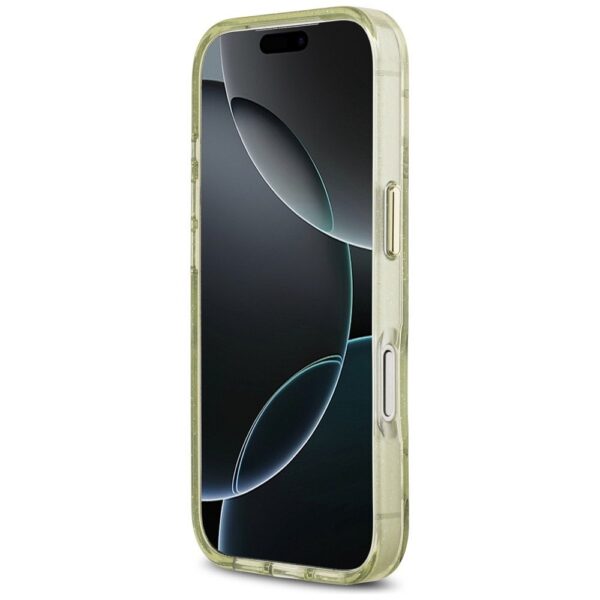 5451fd4160b6763768ea7db602319703 GUESS case for IPHONE 17 Pro compatible with MagSafe GUHMP17LHFLPEDN (IML Metal Glitter Flowers Triangle) green