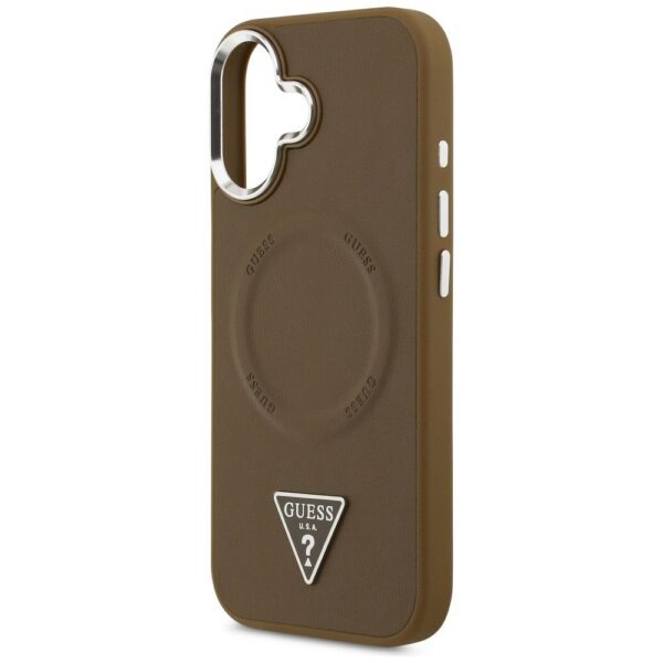 GUESS case for IPHONE 17 compatible with MagSafe GUHMP17SPSDTSCMW (PU W/ Triangle Logo) brown