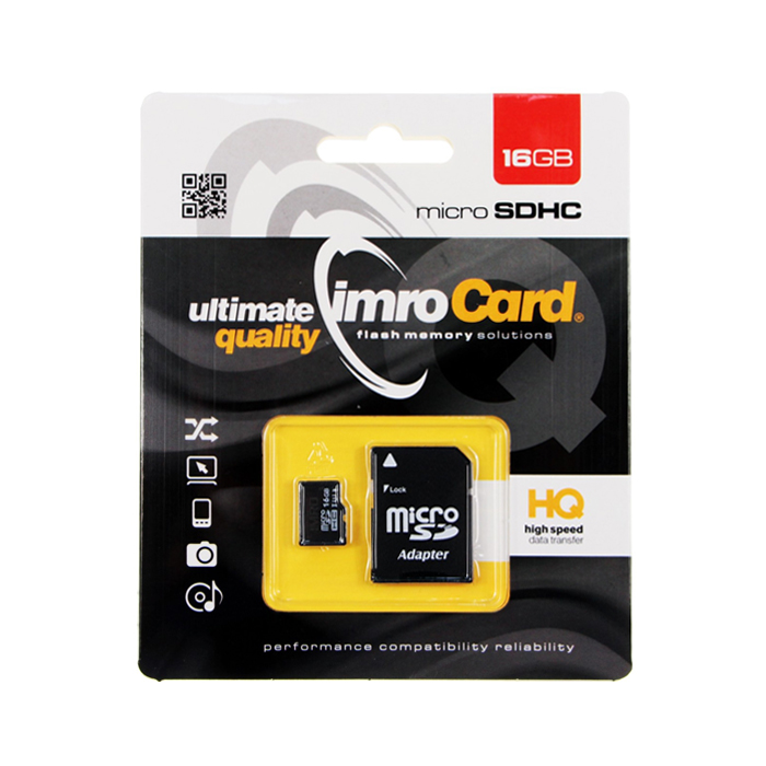 55492_oryg Imro memory card 16GB microSDHC cl. 10 UHS-I + adapter
