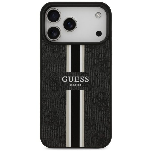 GUESS case for IPHONE 17 Pro Max compatible with MagSafe GUHMP17XP4RPSK (4G Printed Stripes) black