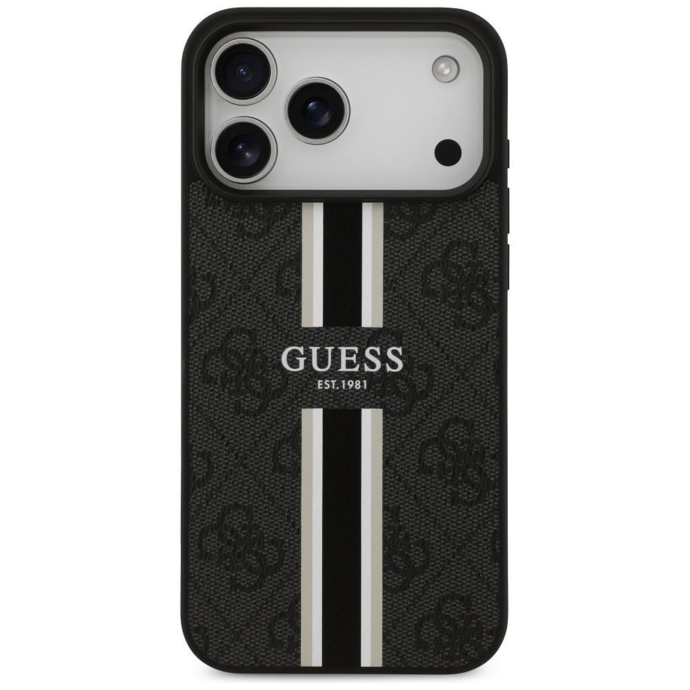 GUESS case for IPHONE 17 Pro Max compatible with MagSafe GUHMP17XP4RPSK (4G Printed Stripes) black
