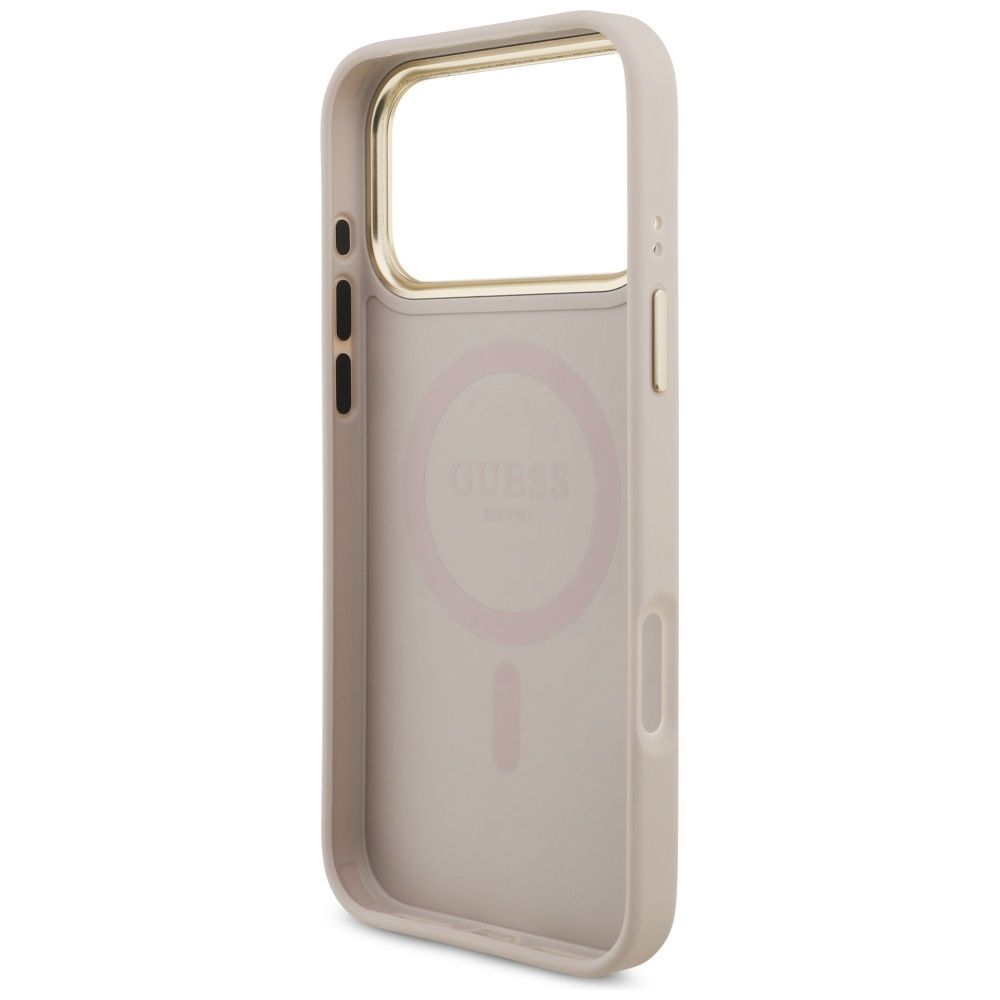 56018e96bedfd4400ae8222487e8f06e GUESS case for IPHONE 17 Pro Max compatible with MagSafe GUHMP17XP4G4TCSP (PU W/ Triangle Logo & Big Strap Metal Buttons) pink