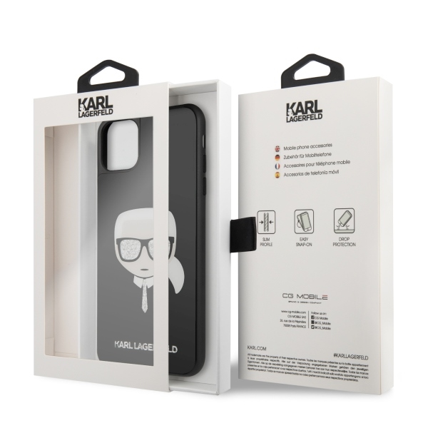 Karl Lagerfeld KLHCN65DLHBK iPhone 11 Pro Max czarny/black Iconic Glitter Karl`s Headeng