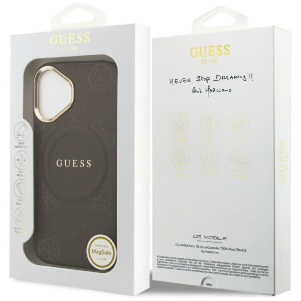 59ee6dcd7586c74895cca0278e0ec3de GUESS case for IPHONE 17 compatible with MagSafe GUHMP17SPSAMSECW (PU W/ Peony Hot Stamp) brown