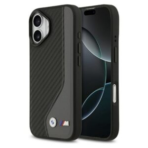 BMW case for IPHONE 17 compatible with MagSafe BMHMP17S25PCCSCAK (PU Carbon Logo) anthracite