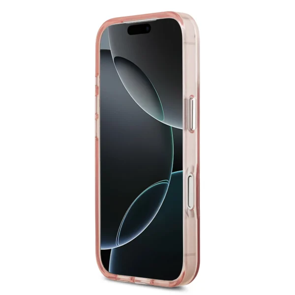 GUESS case for IPHONE 17 Pro compatible with MagSafe GUHMP17LHGTMLCGP (IML Gradient W/ Triangle Logo) pink