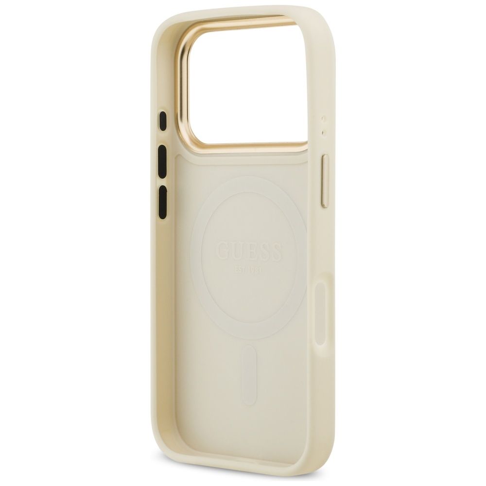 5af758fd9726d3a979befdd91cf29310 GUESS case for IPHONE 17 Pro compatible with MagSafe GUHMP17LPGCRMDEE (PU W/ Grained Strass Logo) beige