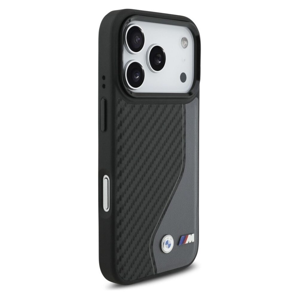 BMW case for IPHONE 17 Pro compatible with MagSafe BMHMP17L25PCCSCAK (PU Carbon Logo) anthracite
