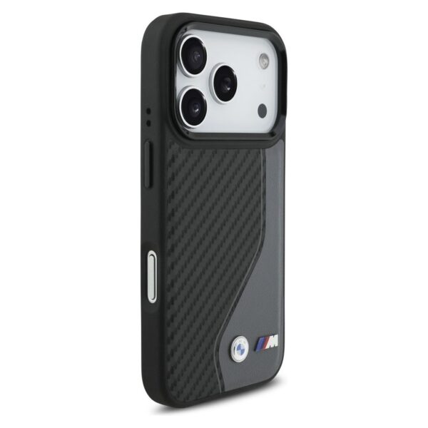 BMW case for IPHONE 17 Pro compatible with MagSafe BMHMP17L25PCCSCAK (PU Carbon Logo) anthracite