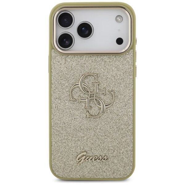 GUESS case for IPHONE 17 Pro Max GUHCP17XHG4SGCD (Fixed Glitter Big 4G Metal Frame) gold