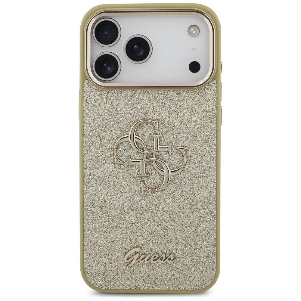 5bee7a4306b87c5f71d160779fab09de GUESS case for IPHONE 17 Pro Max GUHCP17XHG4SGCD (Fixed Glitter Big 4G Metal Frame) gold