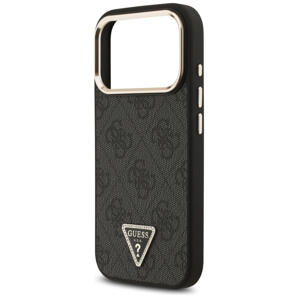 5d3c620547bcb0de4e4535c5394e1db0 GUESS case for IPHONE 17 Pro compatible with MagSafe GUHMP17LP4GTDGMK (4G PU W/ Triangle Logo) gold black