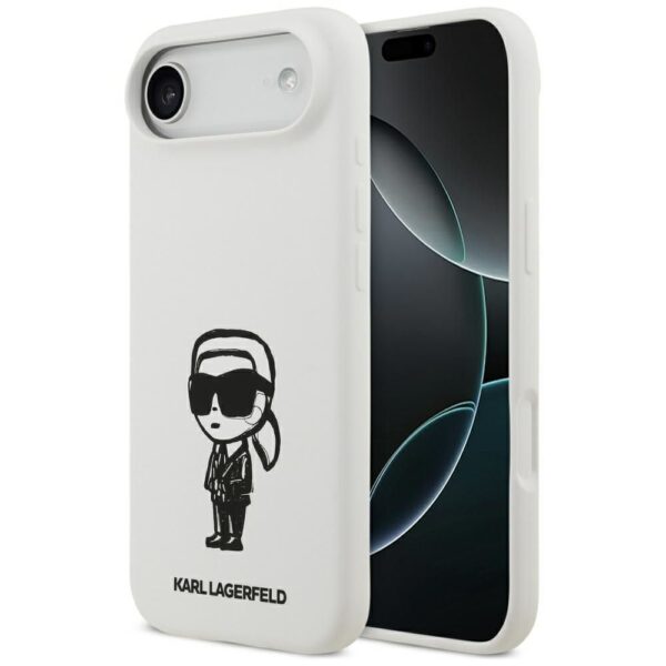 KARL LAGERFELD case for IPHONE 17 Air compatible with MagSafe KLHMP17MSKIGROH (Silicone W/ KL Sketch & Logo) white