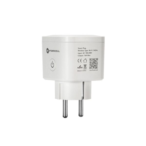 FORCELL F-ENERGY EU02 Smart Plug 230V with WiFi, programmer and Tuya/Amazon Alexa support - white
