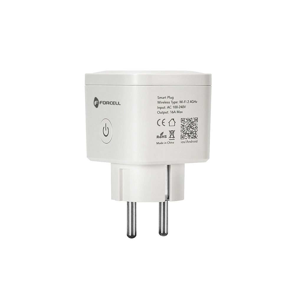 FORCELL F-ENERGY EU02 Smart Plug 230V with WiFi, programmer and Tuya/Amazon Alexa support - white