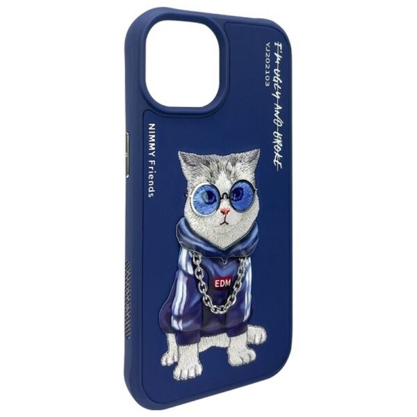 NIMMY case GLASSES COOL CAT for IPHONE 15 blue