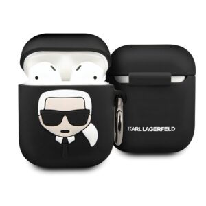 Case for AirPods 1 / 2 Karl Lagerfeld Silicone Ikonik - blackeng