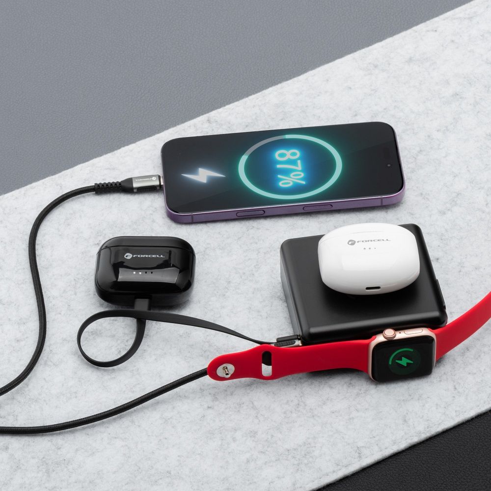 FORCELL F-ENERGY multifunctional charger 45W 6in1 with USB A and USB C sockets, power bank 15000mAh and wireless charging 15W