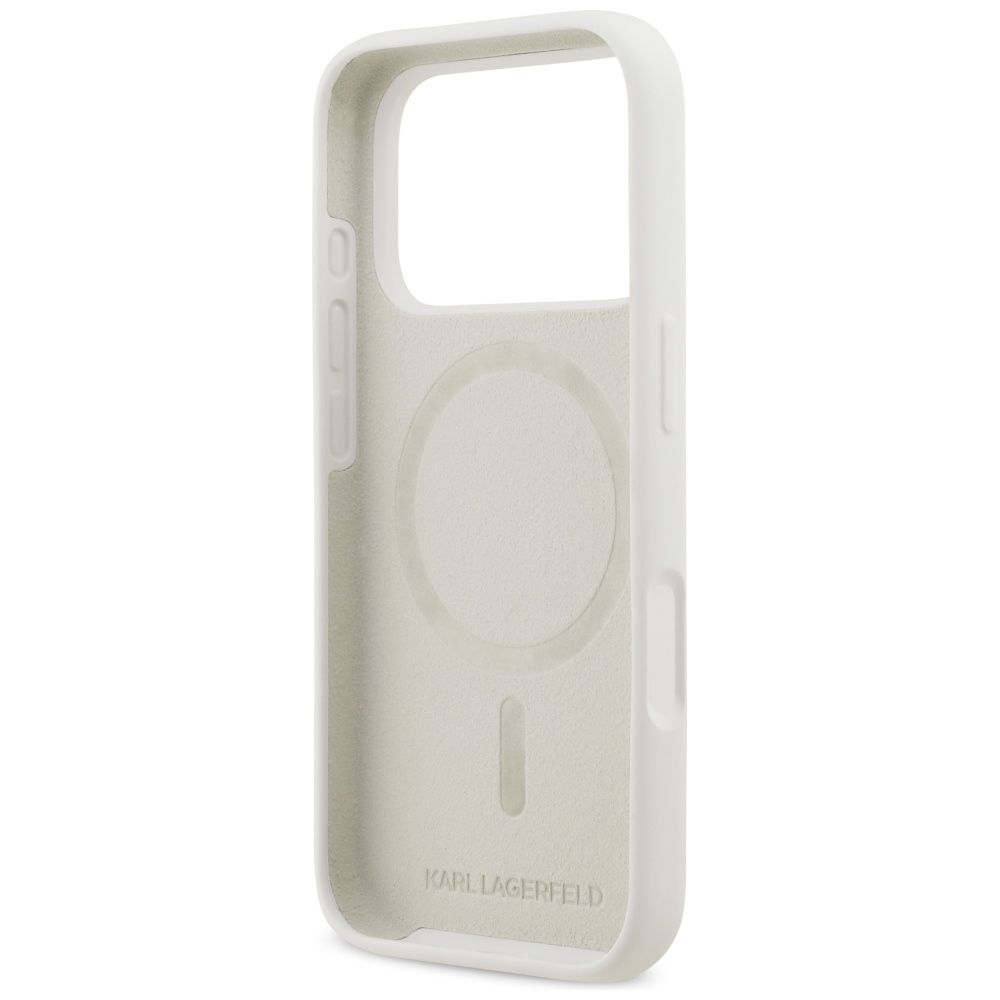 619682906636b2109c6b98b9ed5cf2e7 KARL LAGERFELD case for IPHONE 17 Pro compatible with MagSafe KLHMP17LSKIGROH (Silicone W/ KL Sketch & Logo) white