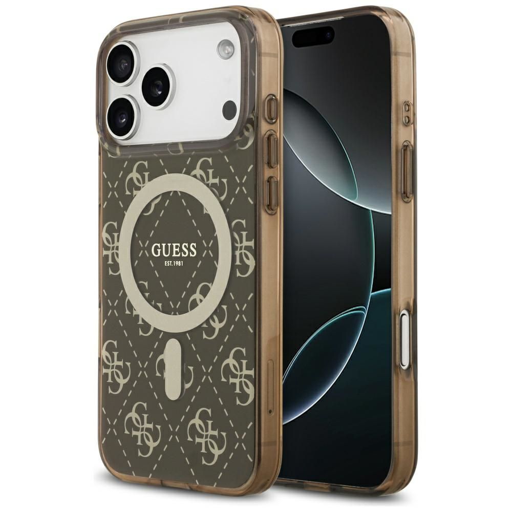 61a6354b9b47c9c35b4c817d72390e81 GUESS case for IPHONE 17 Pro Max compatible with MagSafe GUHMP17XH4DTEW (IML 4G Background) brown