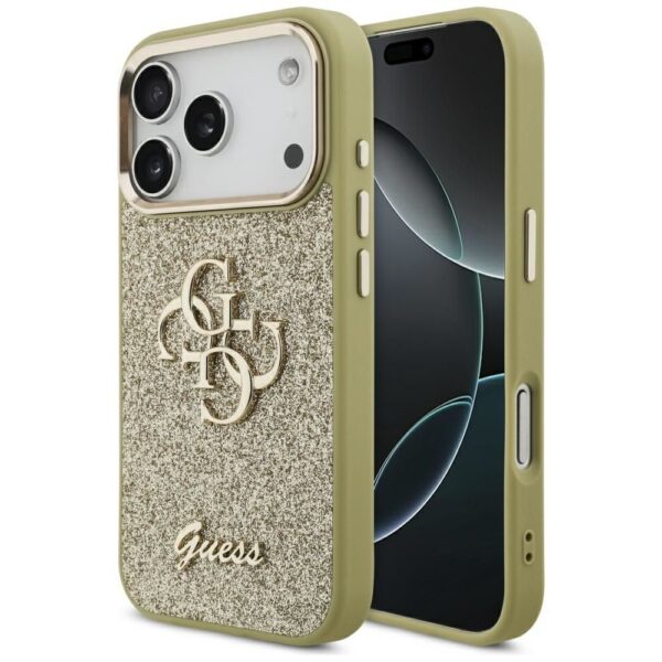 GUESS case for IPHONE 17 Pro GUHCP17LHG4SGCD (Fixed Glitter Big 4G Metal Frame) gold