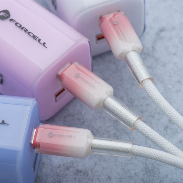62788970a5e670ebf6e3c3aff6e25c1c FORCELL F-ENERGY C354 cable Type C to Type C QC4.0 PD 3A 60W Gradient 1 m white