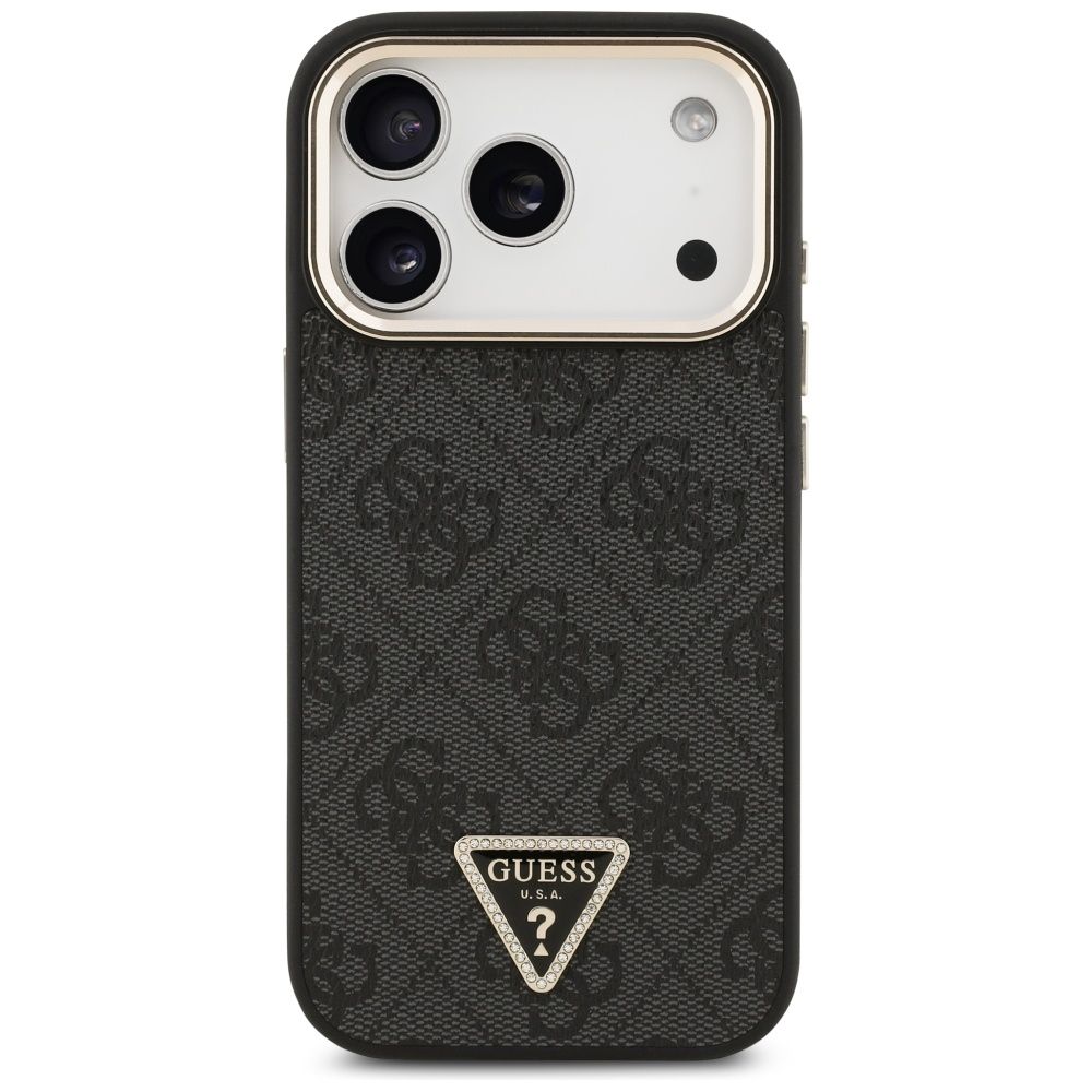 62b67beb5055a7fb54fad1eb7f1d9a68 GUESS case for IPHONE 17 Pro compatible with MagSafe GUHMP17LP4GTDGMK (4G PU W/ Triangle Logo) gold black