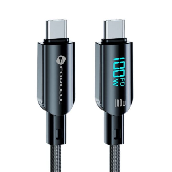 633c71de17668b6b34feb8a7ee5cdeeb FORCELL F-ENERGY C277 cable Type C to Type C QC4.0 PD 5A 100W Digital 1,2 m black