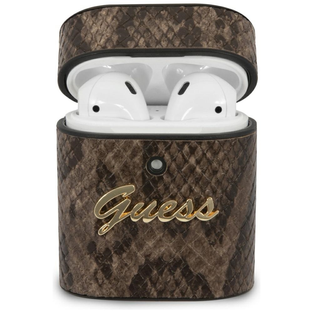 Guess GUACA2PUSNSMLBR AirPods cover brązowy/brown Python Collectioneng