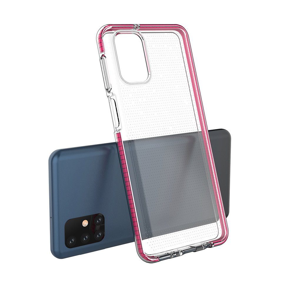 63943_3 Spring Case clear TPU gel protective cover with colorful frame for Samsung Galaxy M31s light pinkeng