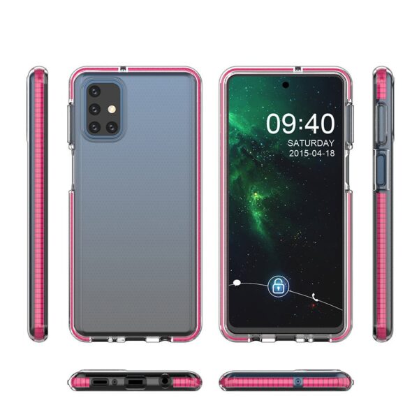 63943_4 Spring Case clear TPU gel protective cover with colorful frame for Samsung Galaxy M31s light pinkeng
