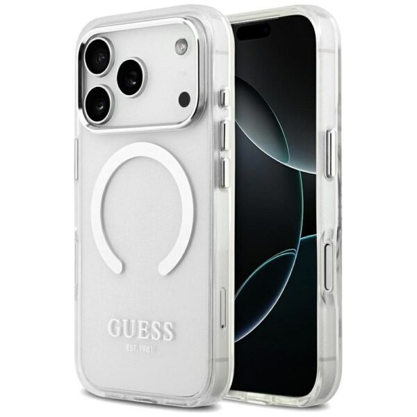 6493de2e3d9534ac69446b97a205c052 GUESS case for IPHONE 17 Pro compatible with MagSafe GUHMP17LHTRMS (Metal Outline) silver