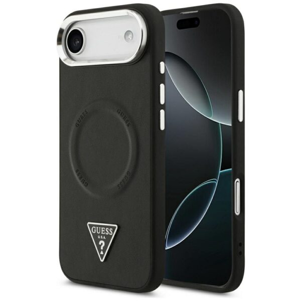 GUESS case for IPHONE 17 Air compatible with MagSafe GUHMP17MPSDTSCMK (PU W/ Triangle Logo) black