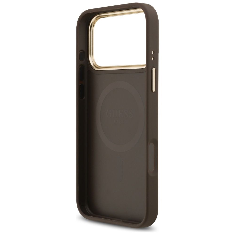 65487afe8fb932d951a80a55c0b26141 GUESS case for IPHONE 17 Pro Max compatible with MagSafe GUHMP17XP4GRMDEW (PU W/ 4G Strass Logo) brown