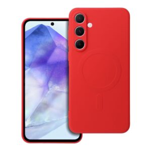 SILICONE MAG COVER case compatible with MagSafe for SAMSUNG A55 red