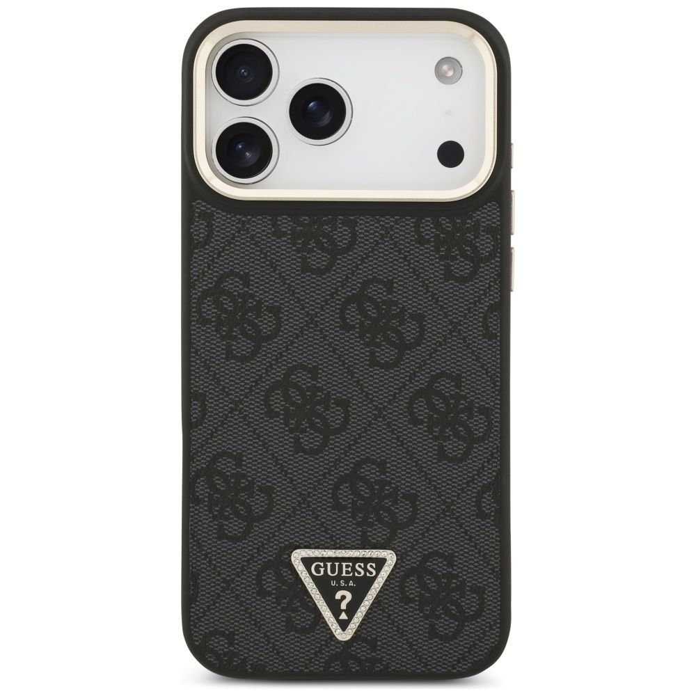 66a3e8181ad7704234a1dd42bf3d8118 GUESS case for IPHONE 17 Pro Max compatible with MagSafe GUHMP17XP4GTDGMK (4G PU W/ Triangle Logo) gold black