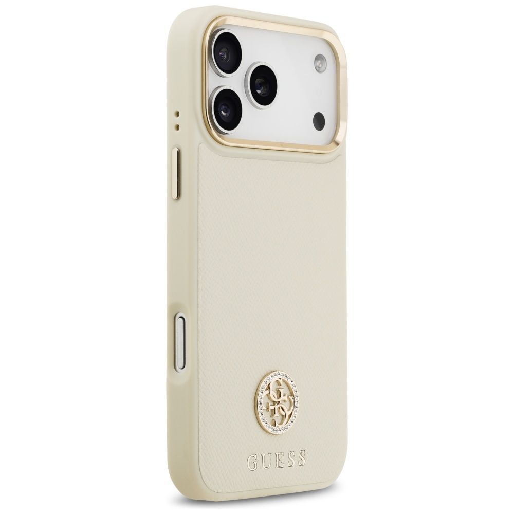 66a87188719aeac98418906f9bfdaa30 GUESS case for IPHONE 17 Pro Max compatible with MagSafe GUHMP17XPGCRMDEE (PU W/ Grained Strass Logo) beige