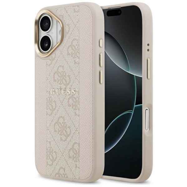 66e0ecf0fd2b8ba67a6e62cbe2183d7e GUESS case for IPHONE 17 compatible with MagSafe GUHMP17SPG4SEMCP (PU W/ 4G PU Stripe) pink