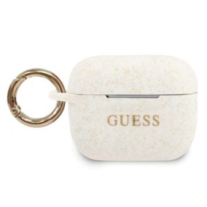 Guess GUACAPSILGLWH AirPods Pro cover biały/white Silicone Glittereng