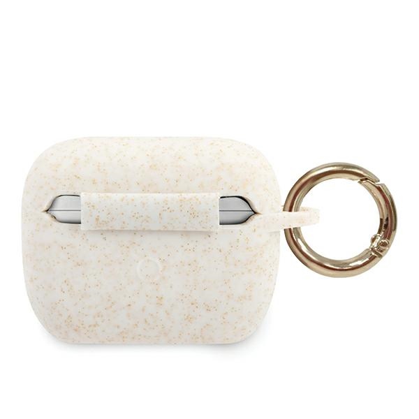 Guess GUACAPSILGLWH AirPods Pro cover biały/white Silicone Glittereng